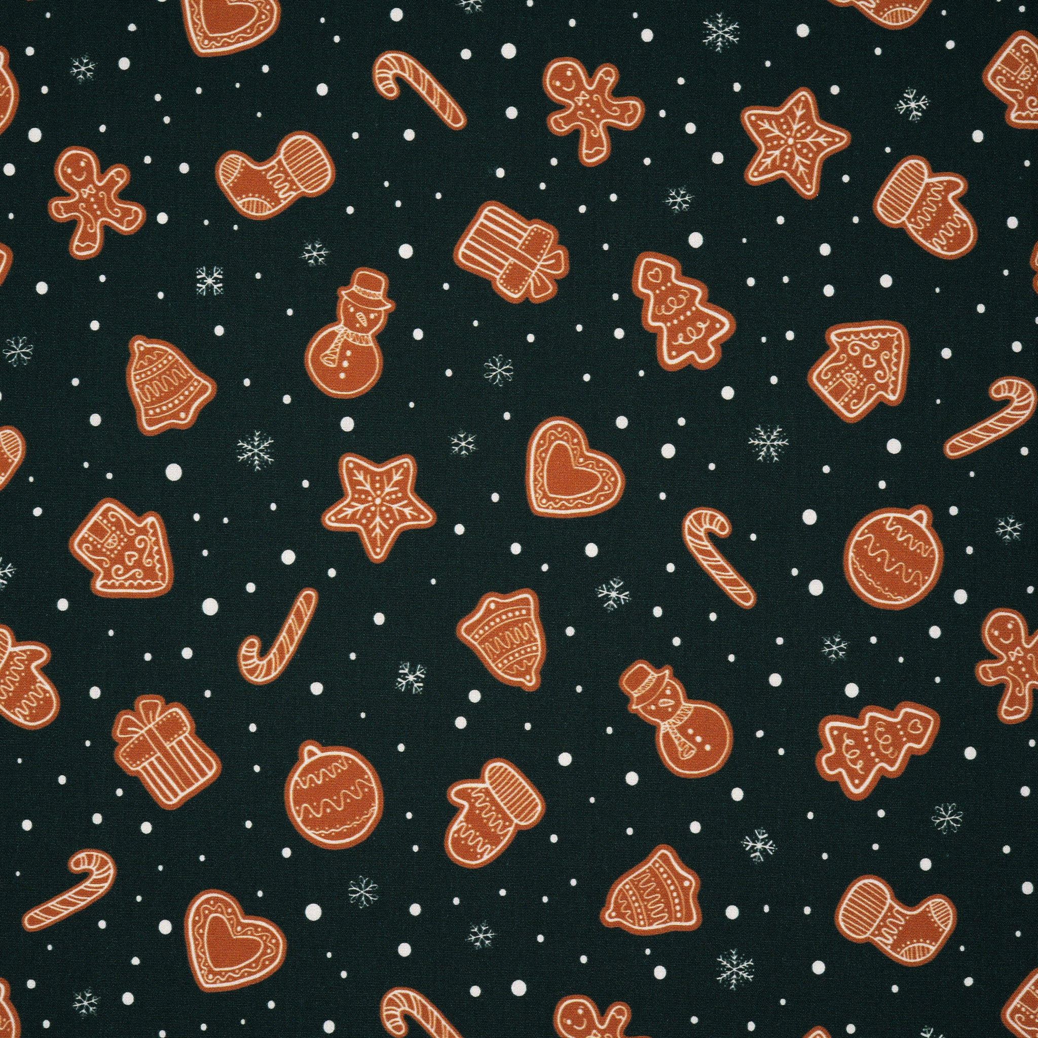 Bio Baumwolle Webware Weihnachtskekse Tannengrün