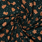 Bio Baumwolle Webware Weihnachtskekse Tannengrün