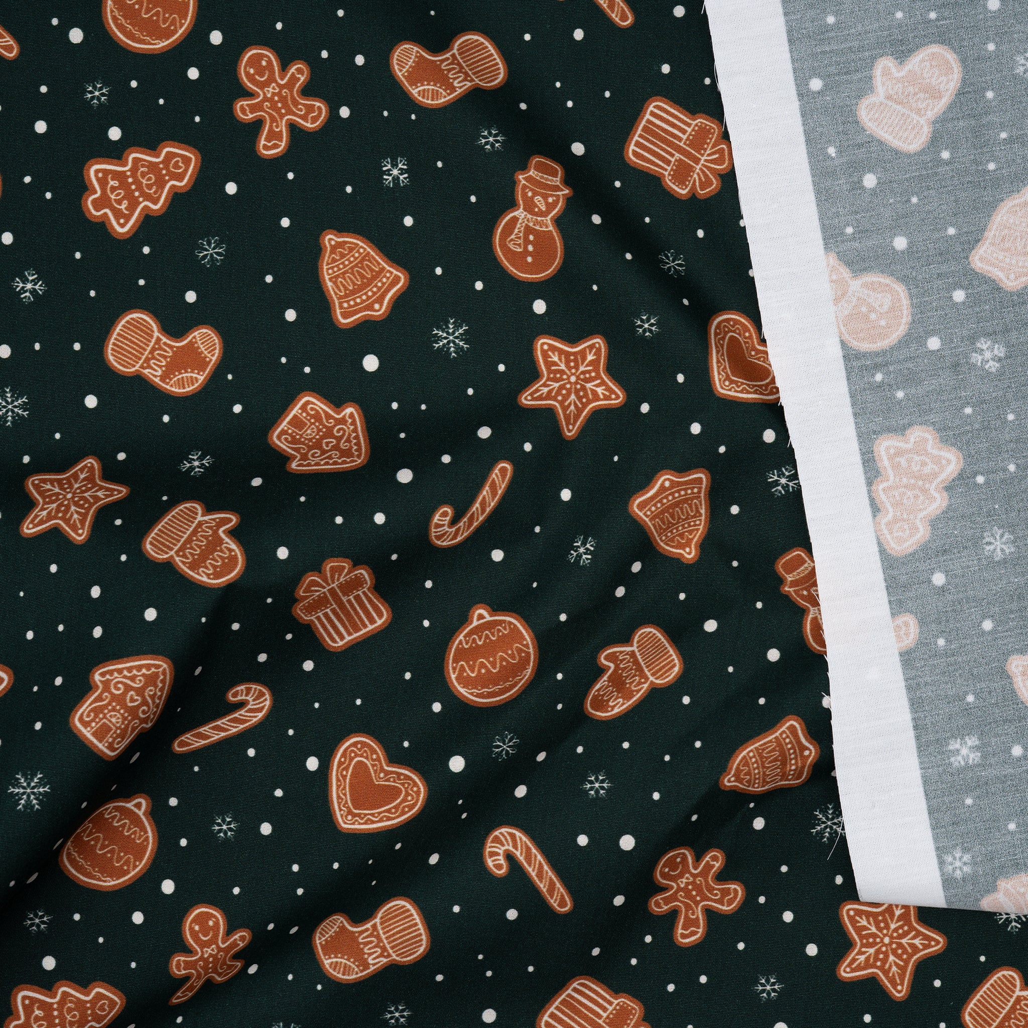 Bio Baumwolle Webware Weihnachtskekse Tannengrün