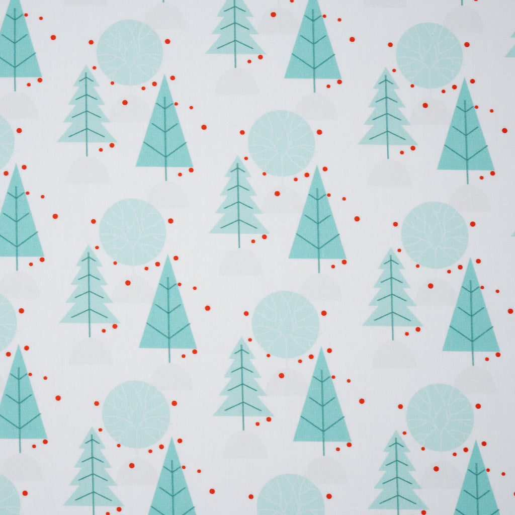 Bio Baumwolle Webware Winterwald Weiß