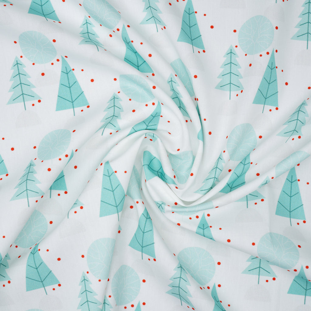 Bio Baumwolle Webware Winterwald Weiß