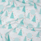 Bio Baumwolle Webware Winterwald Weiß