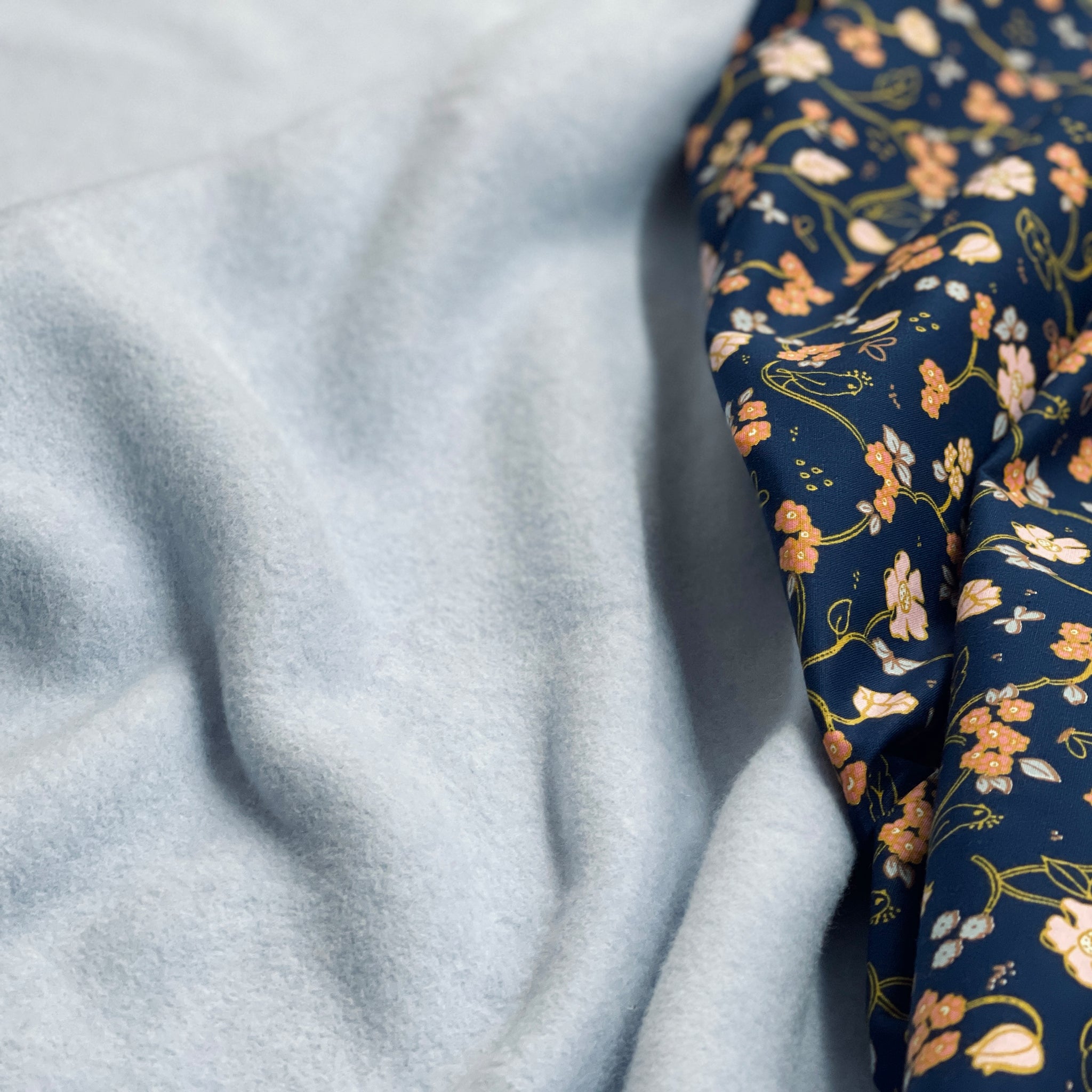 Bio Baumwollfleece Babyblau meliert