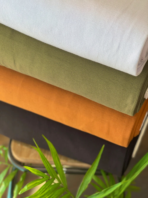 Bio Bündchen Ripp Khaki | Stoffwerk