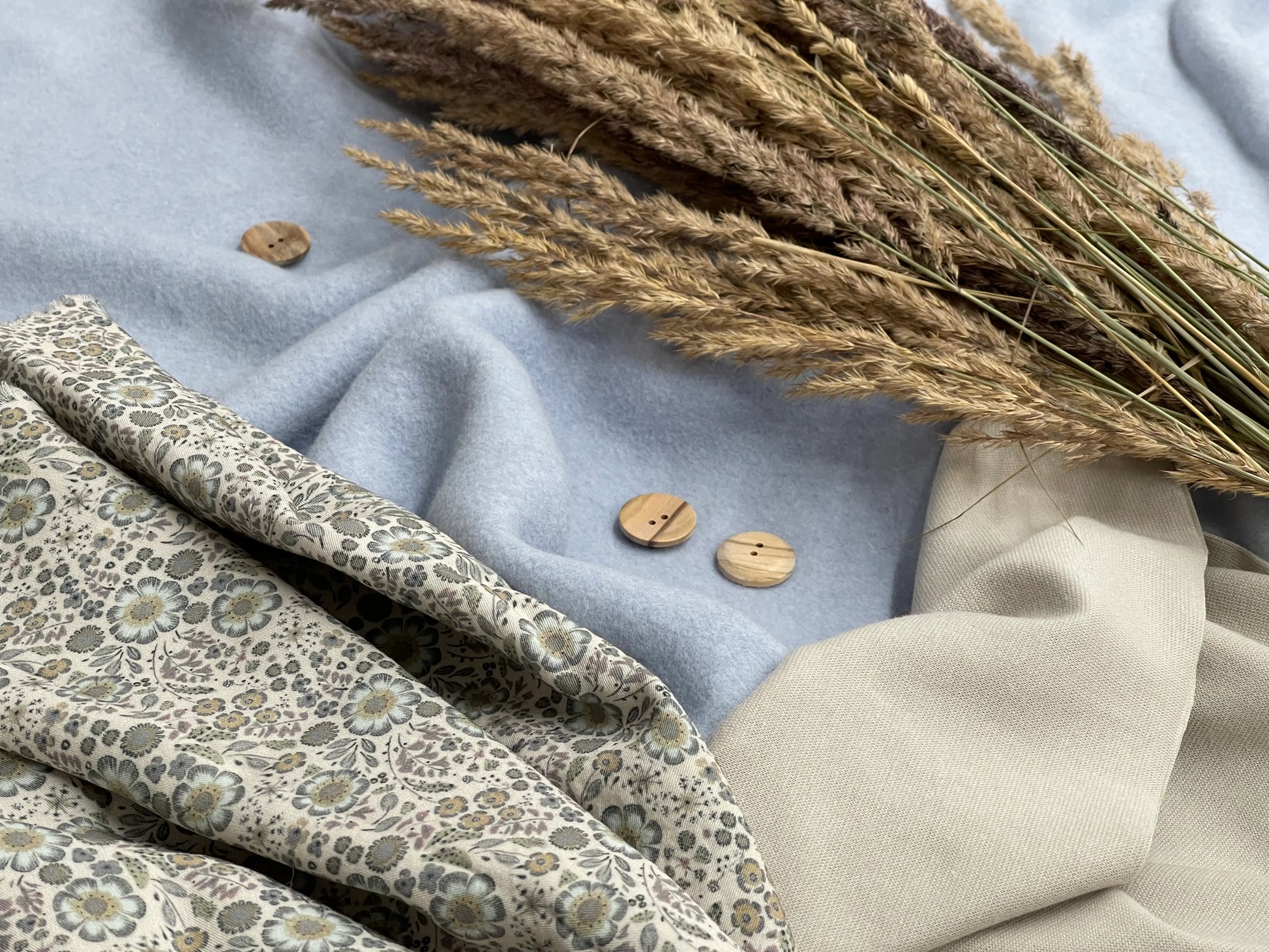 Bio Fleece Baumwolle babyblau meliert
