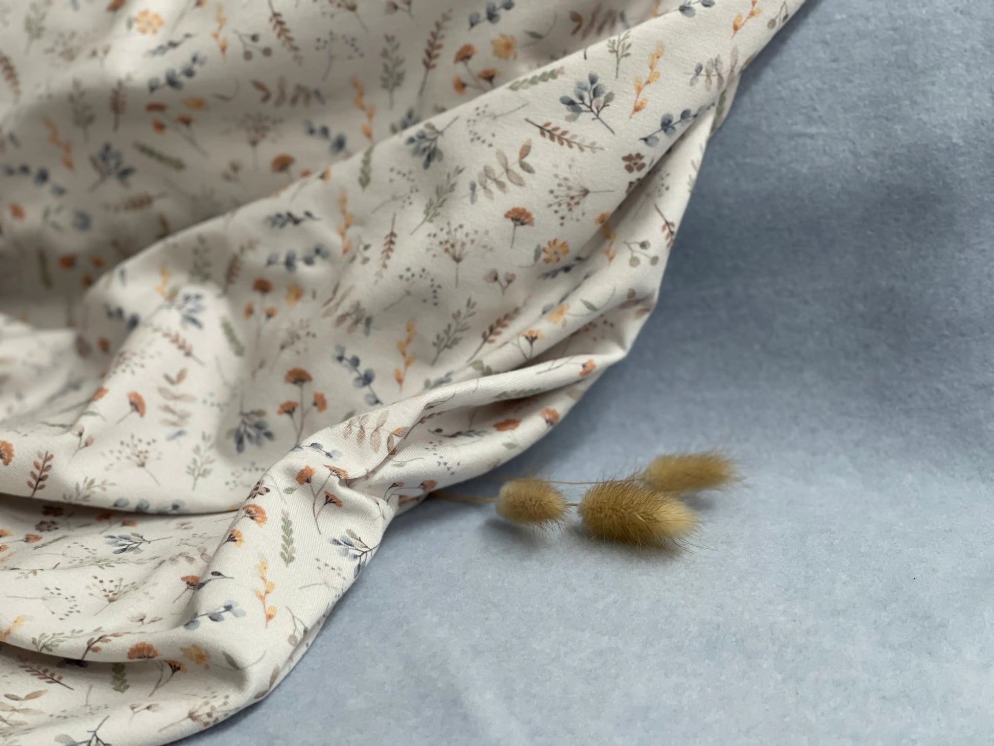 Bio Fleece Baumwolle babyblau meliert