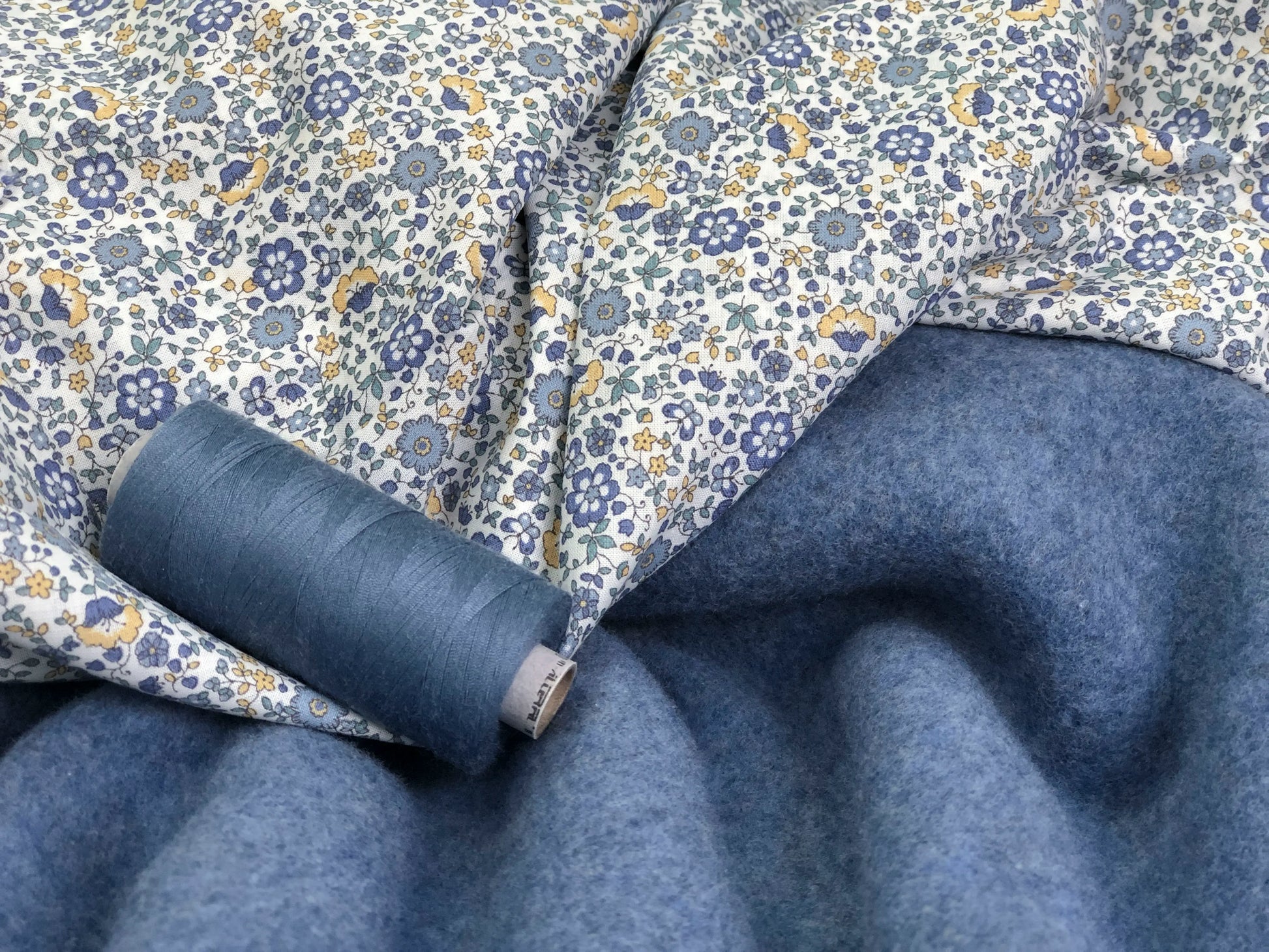 Bio Fleece Baumwolle jeansblau meliert