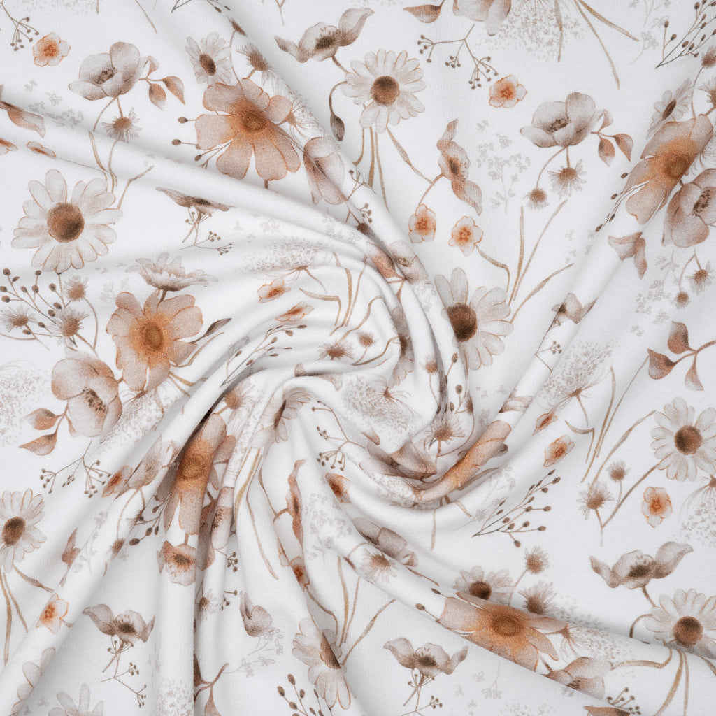 Bio French Terry Aquarell Wild Flowers Ecru