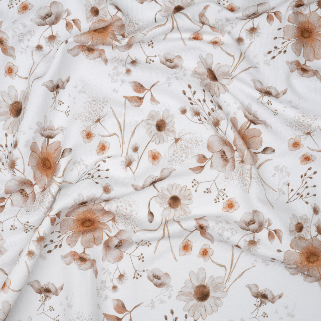 Bio French Terry Aquarell Wild Flowers Ecru