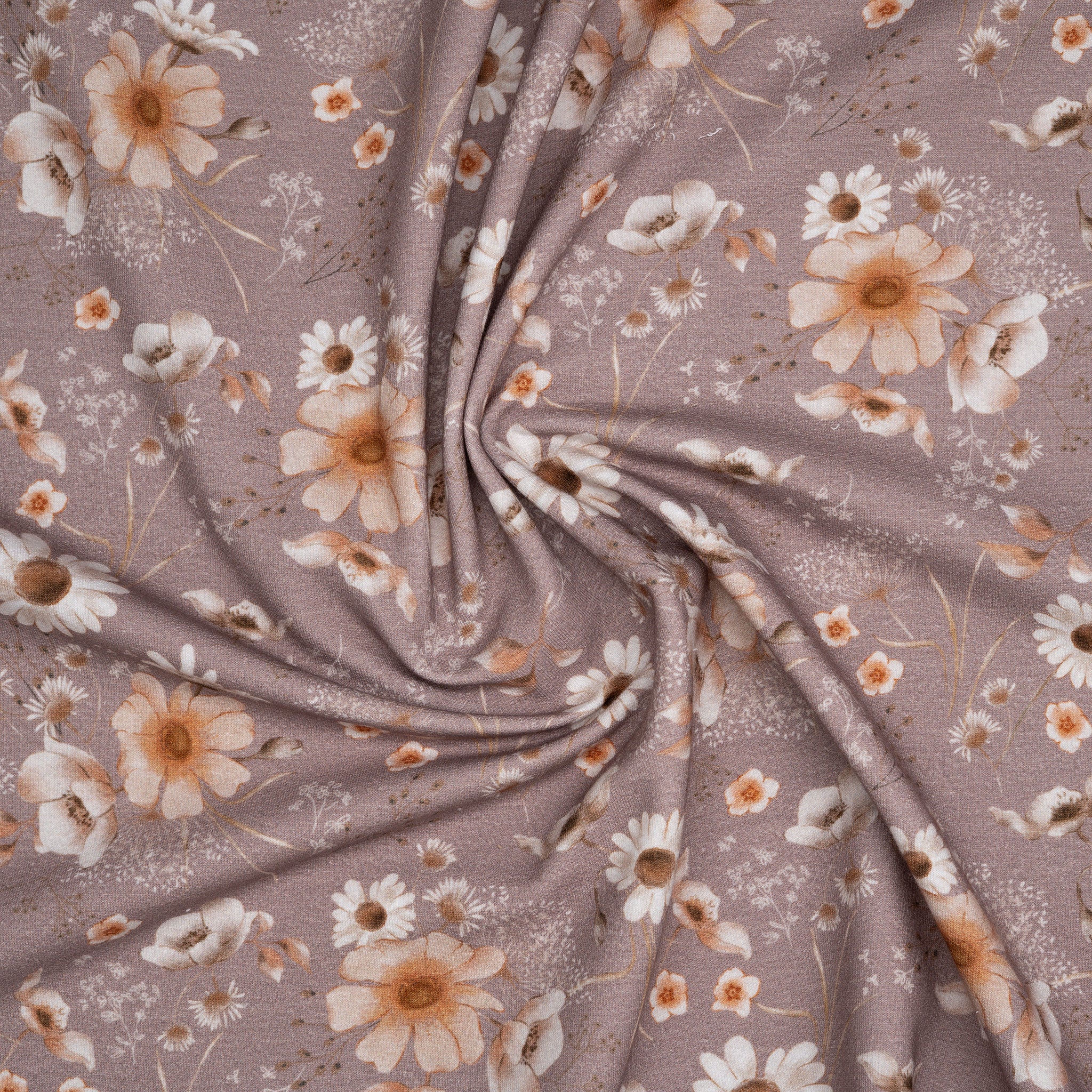 Bio French Terry Aquarell Wild Flowers Taupe