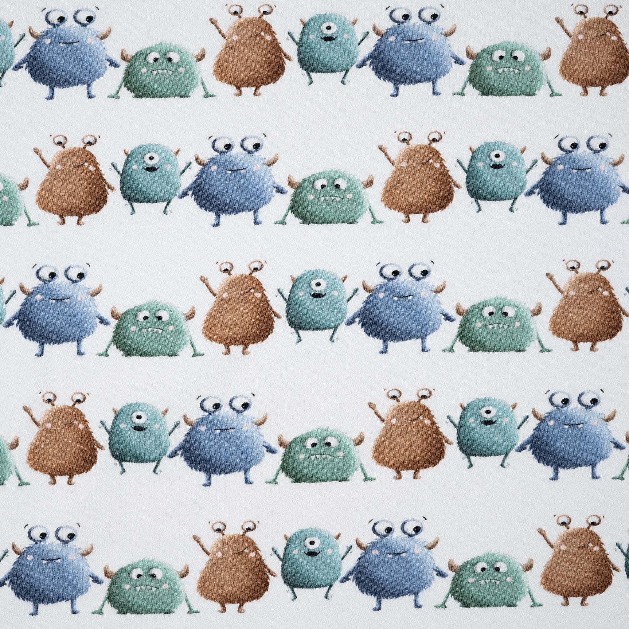 Bio French Terry Cute Monsters Weiß