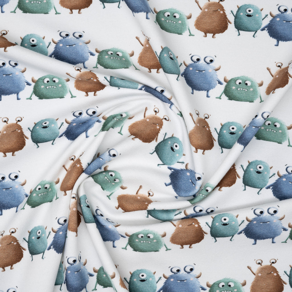 Bio French Terry Cute Monsters Weiß