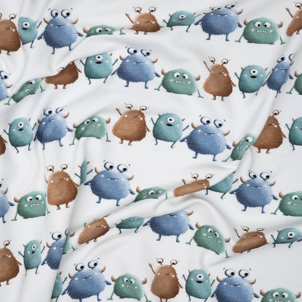 Bio French Terry Cute Monsters Weiß