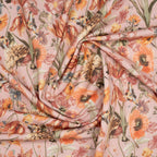 Bio French Terry Große Blumenwiese Nude Orange Grün | Stoffwerk