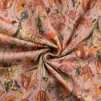 Bio French Terry große Blumenwiese nude orange grün