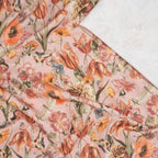 Bio French Terry Große Blumenwiese Nude Orange Grün | Stoffwerk