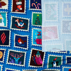 Bio French Terry Hamburger Liebe Christmas on Stamps Hellblau