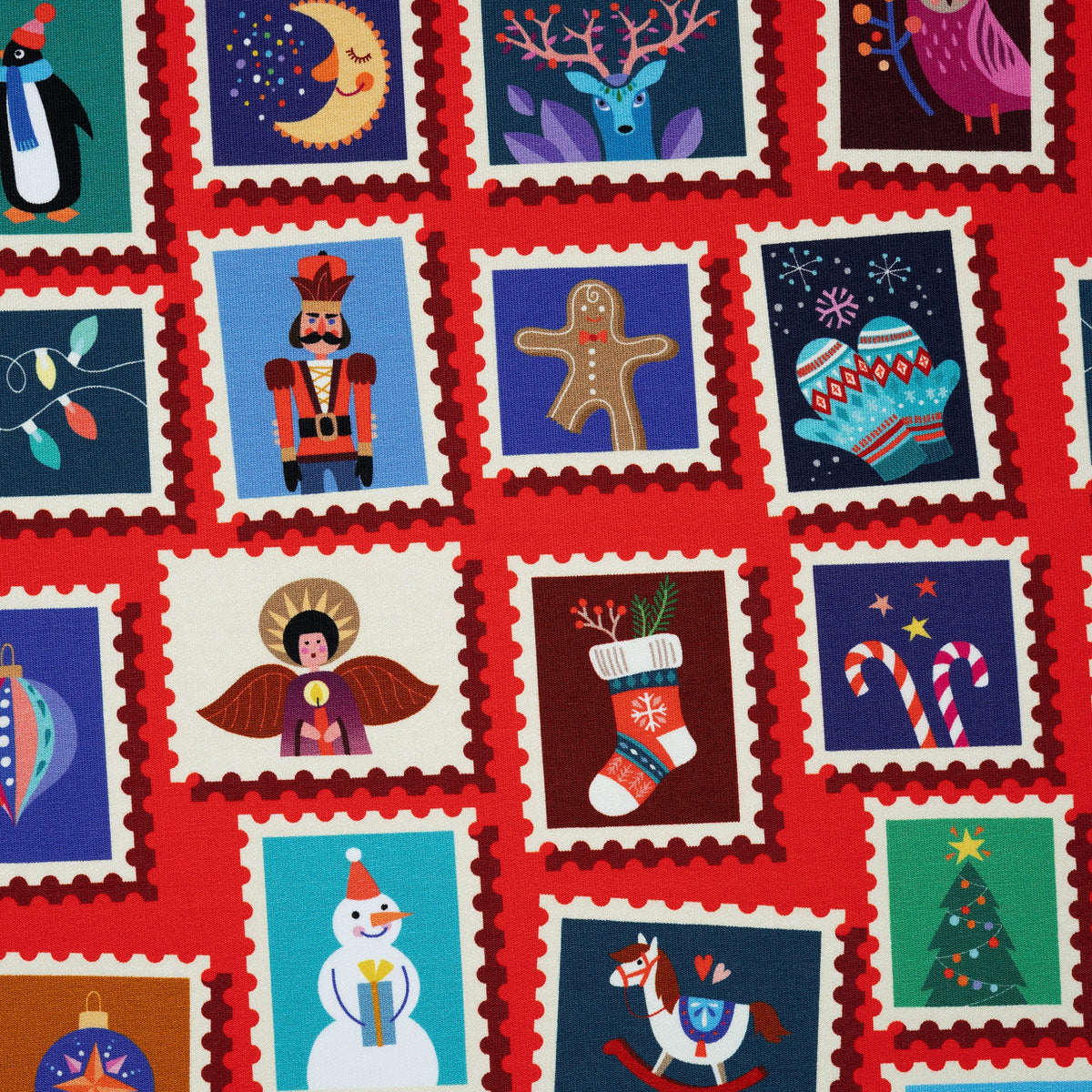 Bio French Terry Hamburger Liebe Christmas On Stamps Rot