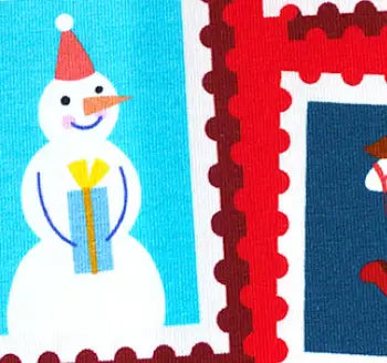 Bio French Terry Hamburger Liebe Christmas on Stamps rot