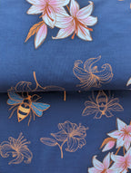 Bio French Terry Hamburger Liebe Glow Lily Blau | Stoffwerk