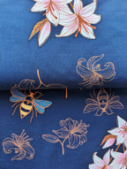 Bio French Terry Hamburger Liebe Glow Lily Blau | Stoffwerk