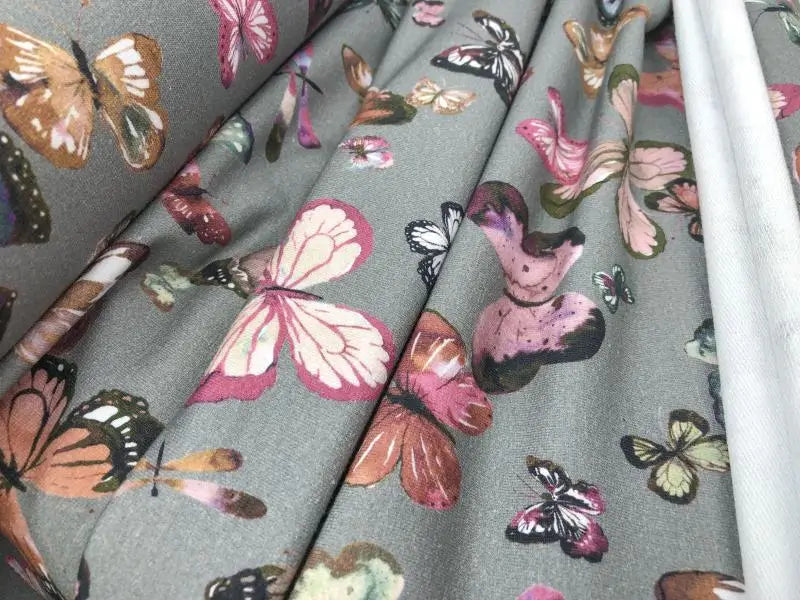 Bio French Terry Schmetterling grau
