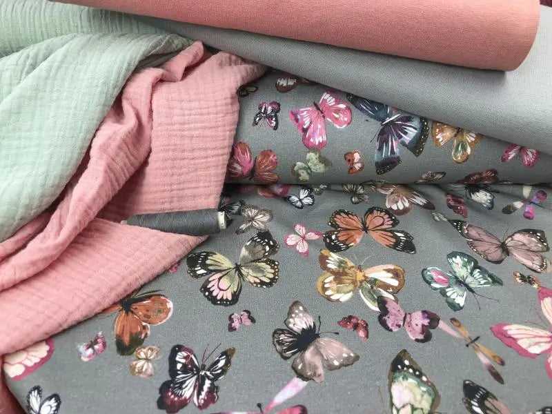 Bio French Terry Schmetterling grau
