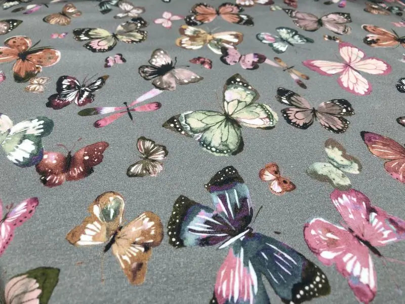 Bio French Terry Schmetterling Grau | Stoffwerk