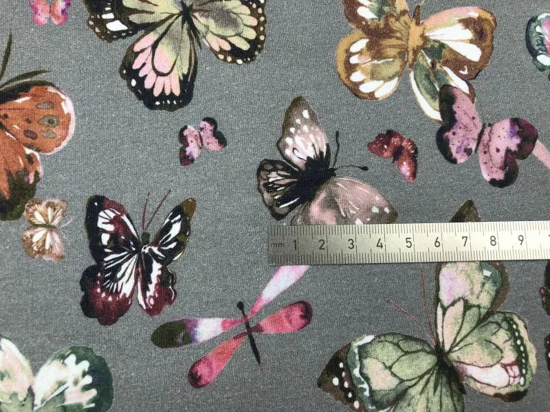 Bio French Terry Schmetterling Grau | Stoffwerk