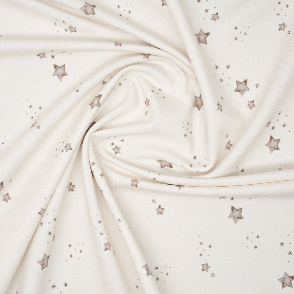 Bio French Terry Sternenhimmel Braun Grau Creme | Stoffwerk