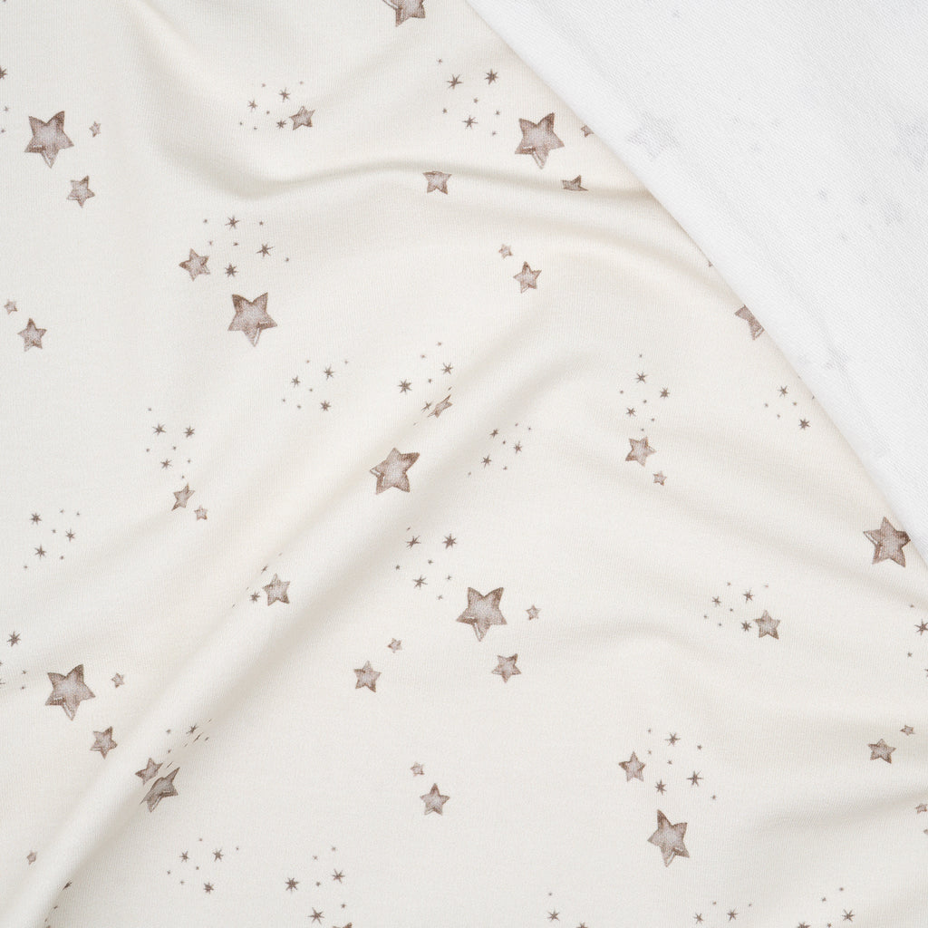 Bio French Terry Sternenhimmel Braun Grau Creme | Stoffwerk
