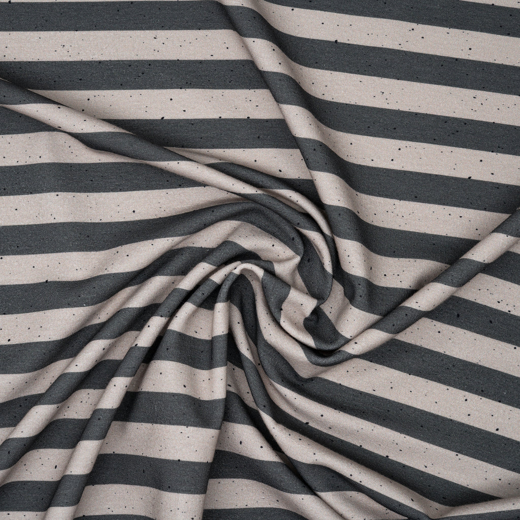 Bio French Terry Stripes Taupe Grau Dots