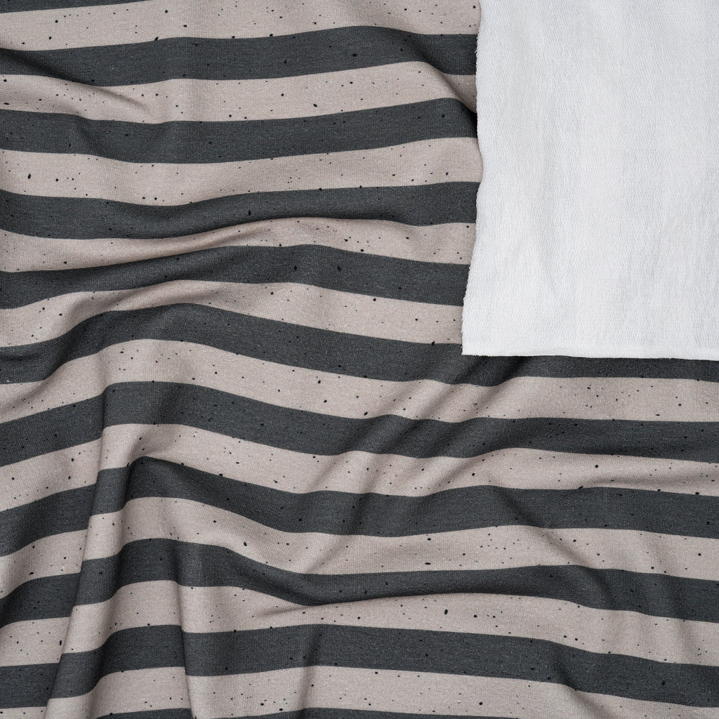 Bio French Terry Stripes Taupe Grau Dots