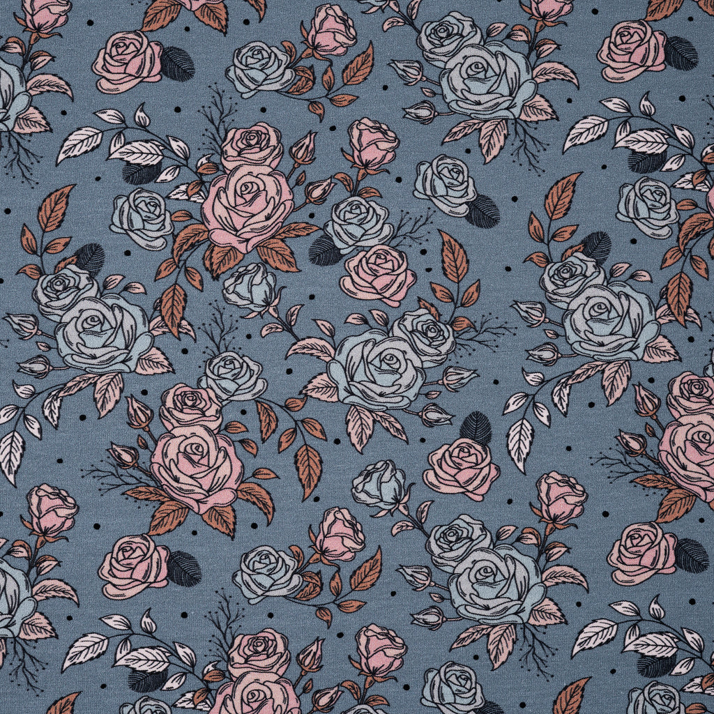 Bio French Terry Vintage Rose Dots | Stoffwerk