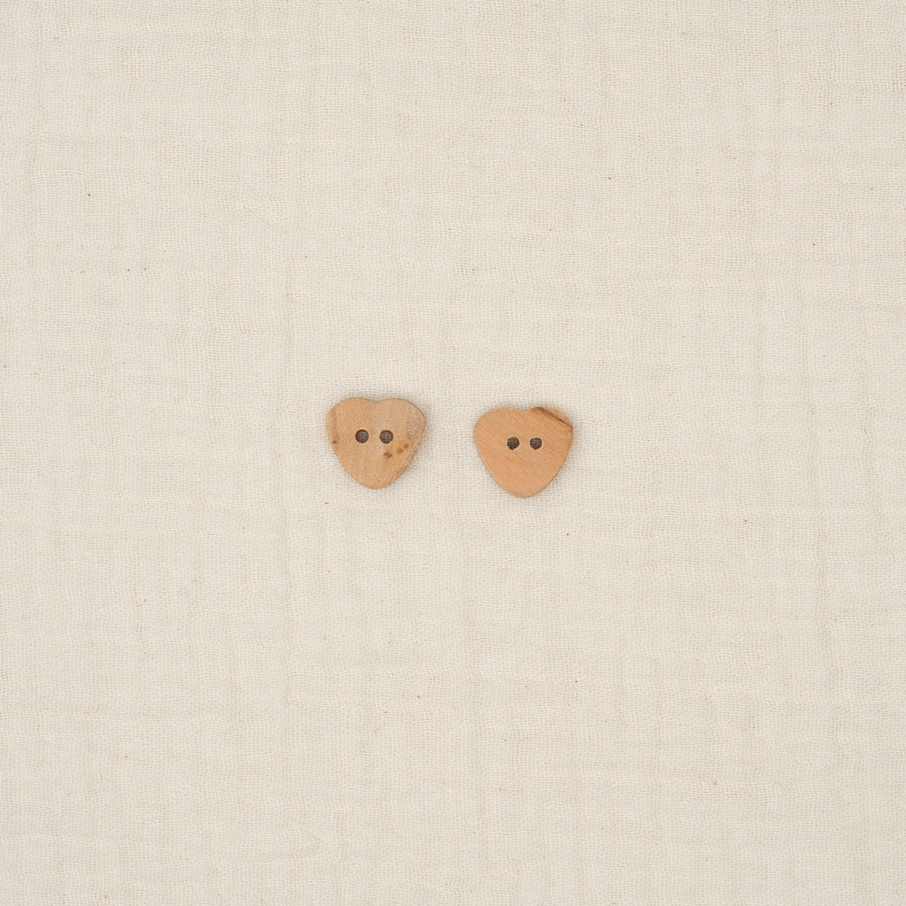 Bio Holzknopf Olive Herz Naturbraun (15 mm)
