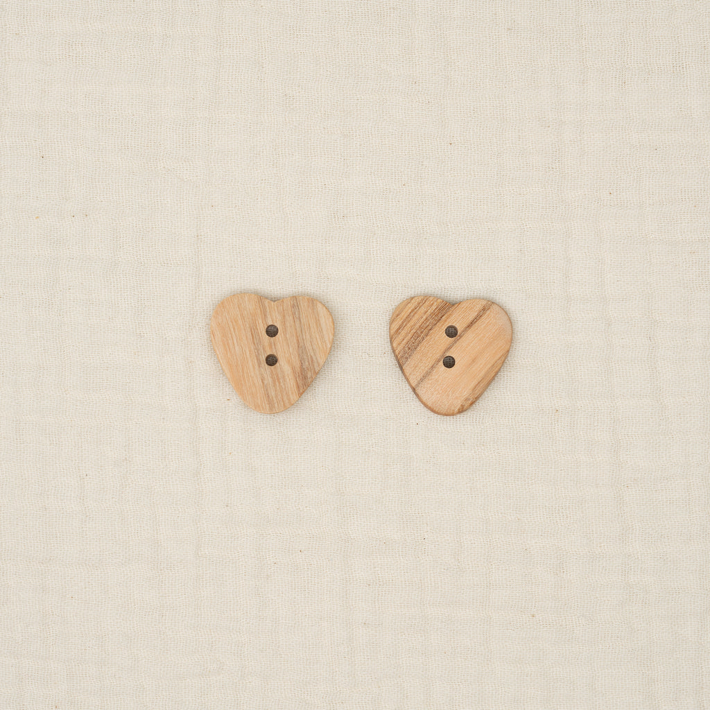 Bio Holzknopf Olive Herzform Naturbraun