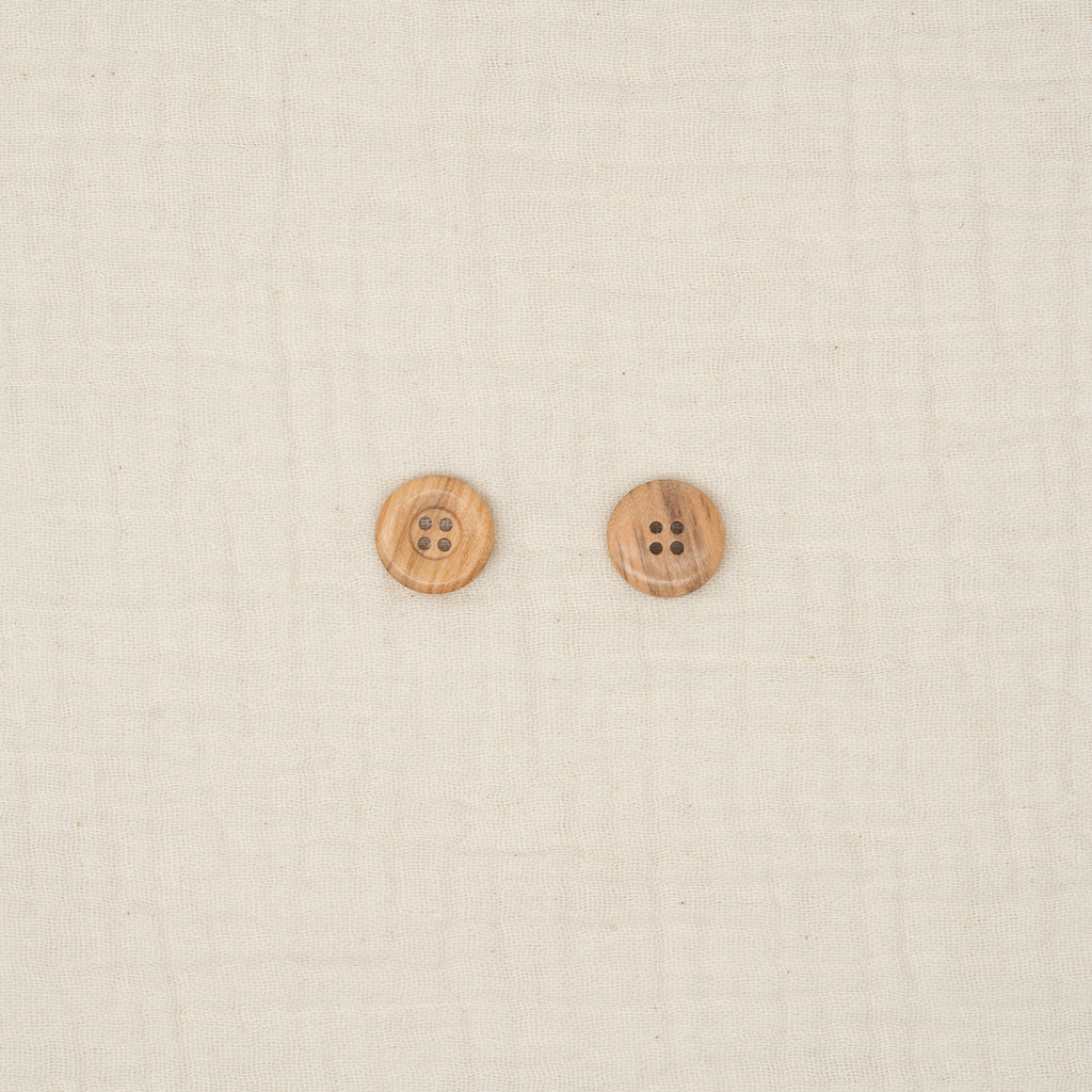 Bio Holzknopf Olive Naturbraun Breiter Rand Geschüsselt (15,2 mm)