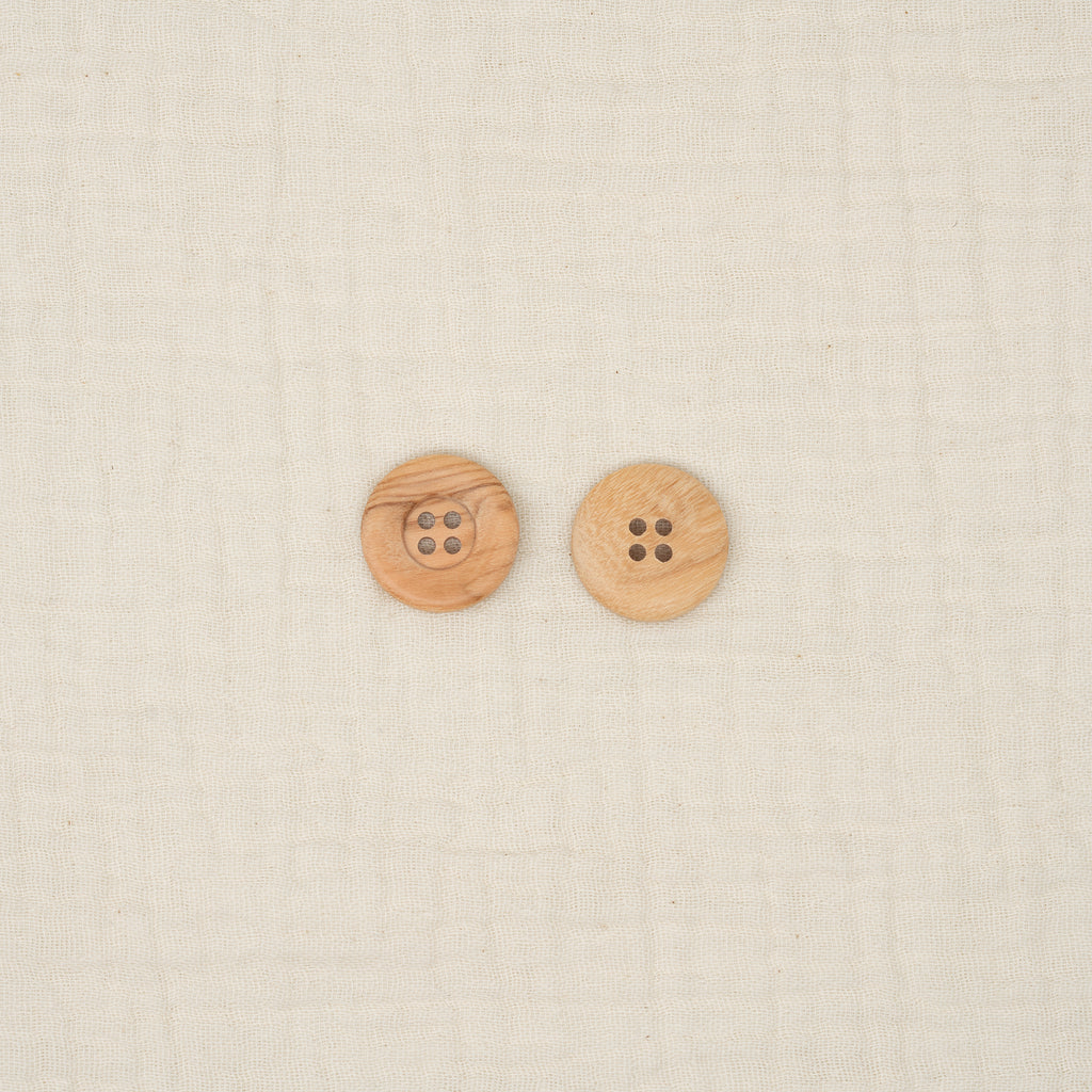 Bio Holzknopf Olive Naturbraun Breiter Rand Geschüsselt (20 mm)