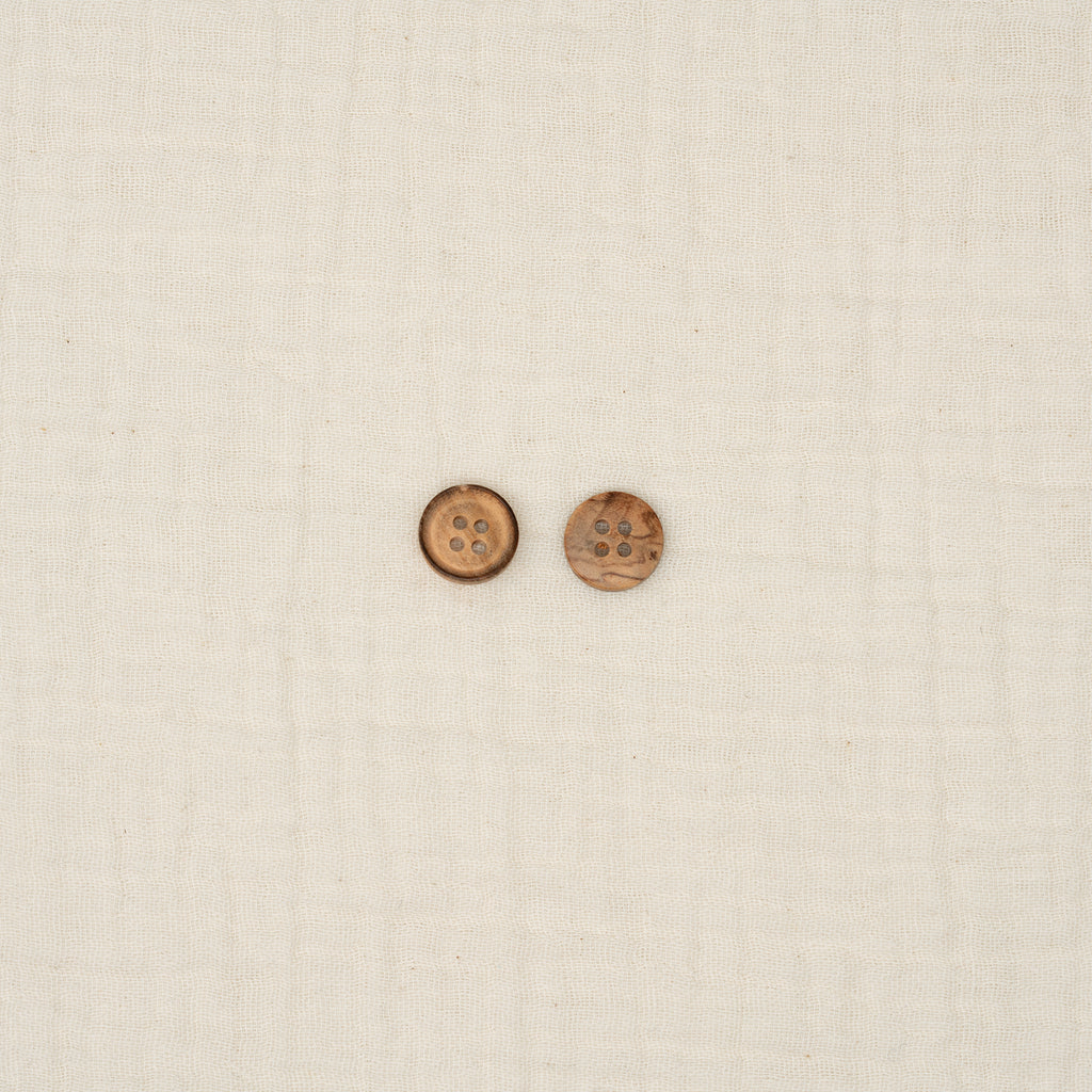 Bio Holzknopf Olive Naturbraun Gebrannter Rand Geschüsselt (12 mm)