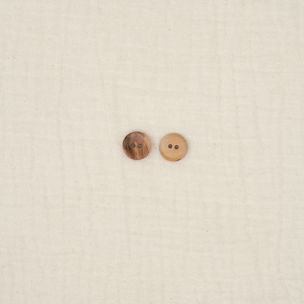 Bio Holzknopf Olive Naturbraun Matt Geschüsselt (12 mm)
