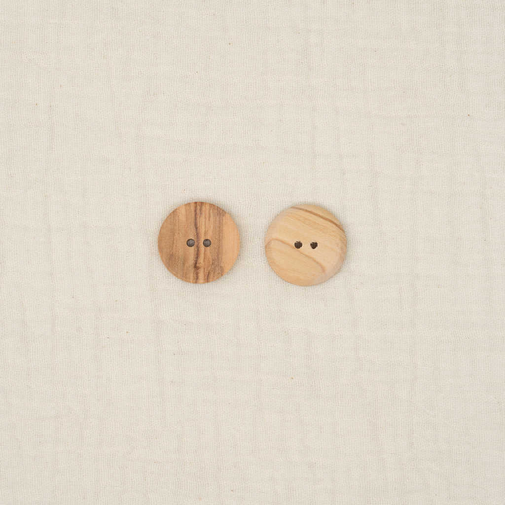 Bio Holzknopf Olive Naturbraun Matt Geschüsselt (23 mm)