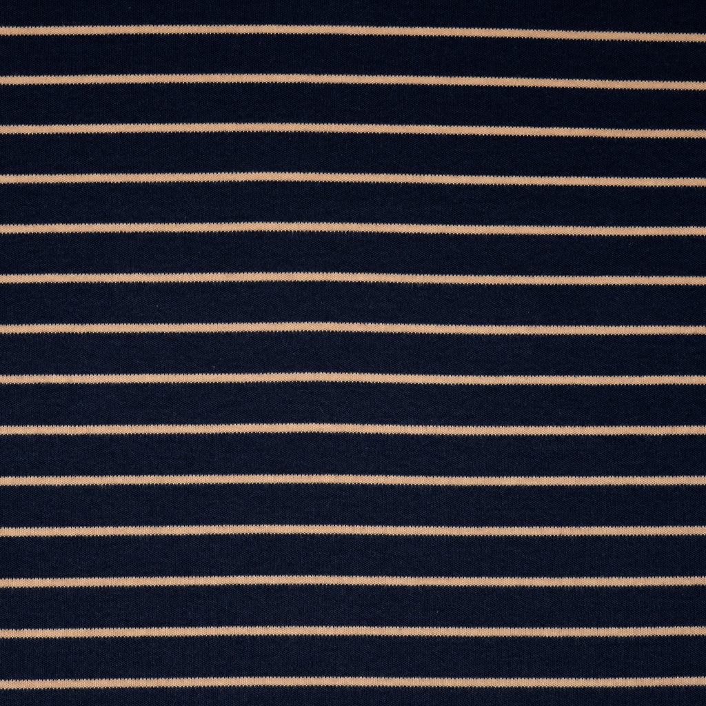 Bio Interlock Streifen Navy Taupe | Stoffwerk