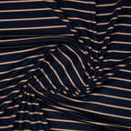 Bio Interlock Streifen Navy Taupe | Stoffwerk