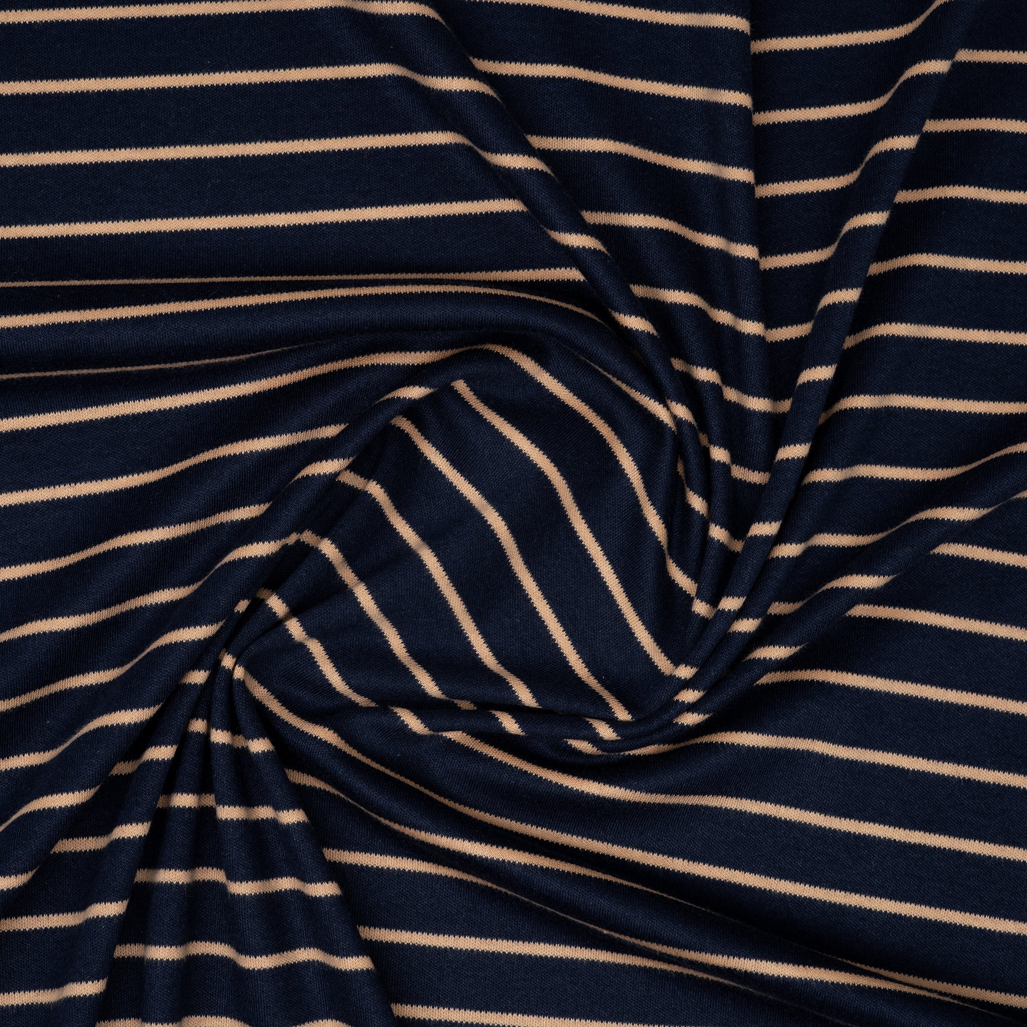 Bio Interlock Streifen Navy Taupe | Stoffwerk
