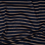 Bio Interlock Streifen Navy Taupe | Stoffwerk