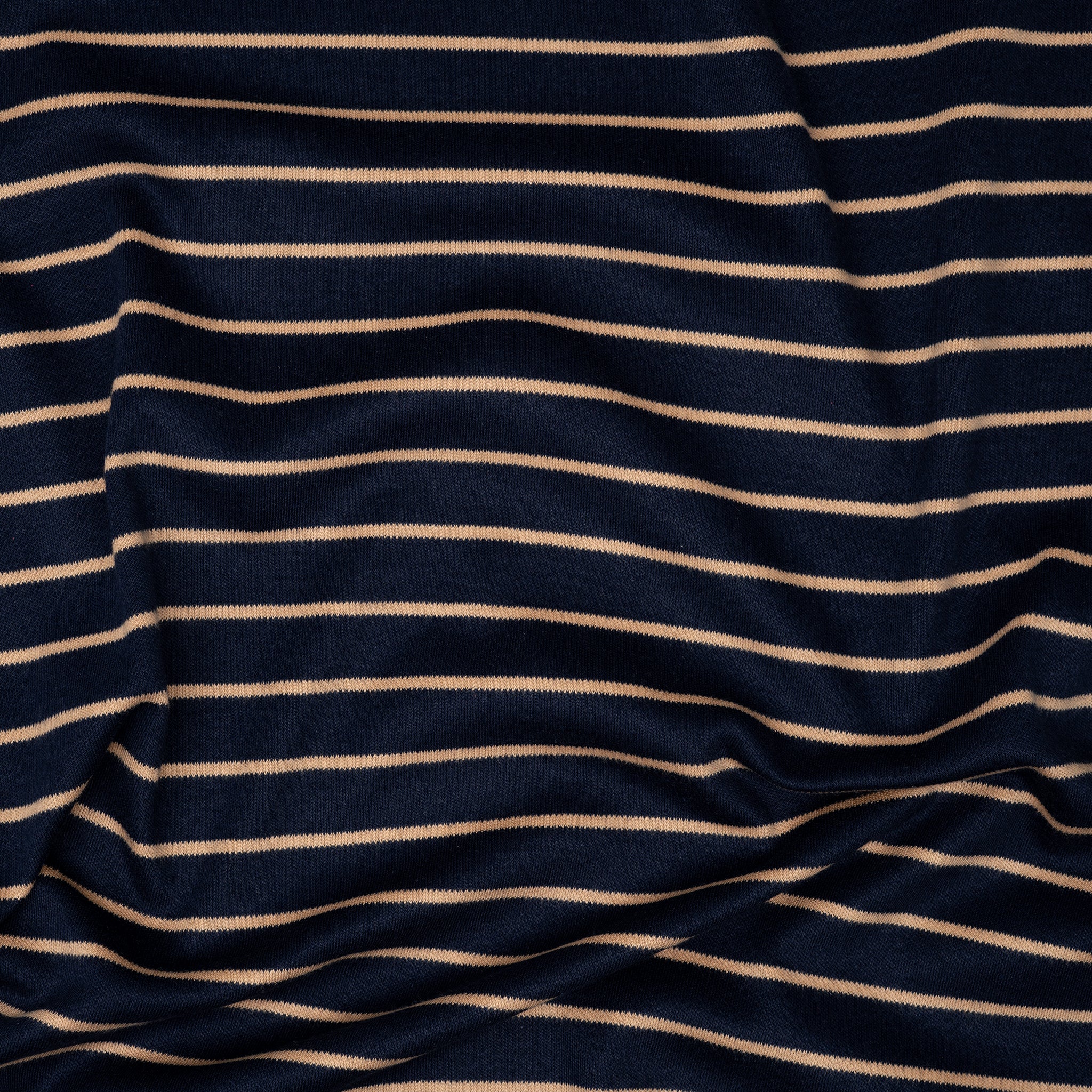 Bio Interlock Streifen Navy Taupe | Stoffwerk