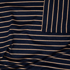 Bio Interlock Streifen Navy Taupe | Stoffwerk