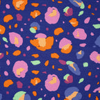 Bio Jersey Abstrakte Blumen Blau Orange Türkis