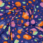 Bio Jersey Abstrakte Blumen Blau Orange Türkis | Stoffwerk