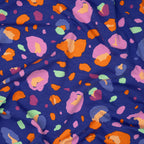 Bio Jersey Abstrakte Blumen Blau Orange Türkis | Stoffwerk